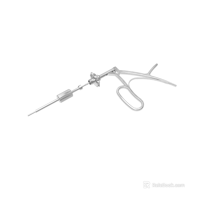 Medical Surgical Forceps Instrument With Long Shaft And Adjustable Grip Handle 3d model 