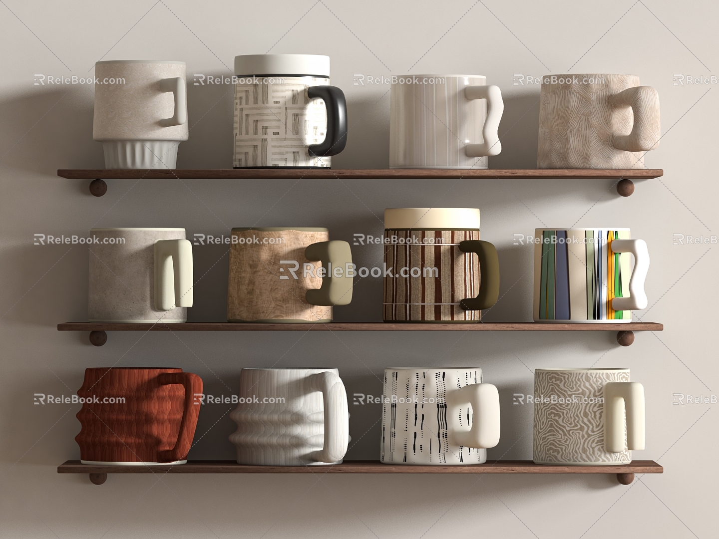 Modern Middle Ancient Ornaments Combination Cup Cup Holder Coffee Cup Cup Ornaments Water Cup 3d model