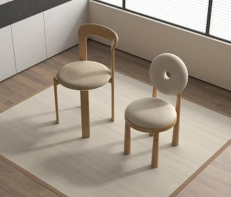 Modern Dining Chair Wooden Single Chair 3d model