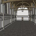 Historic Gothic Hall Interior Featuring Arched Columns High Ceiling And Stone Floor 3d model