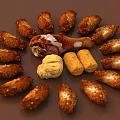 Crispy Fried Chicken Wings Drumstick And Potato Croquettes On Brown Background