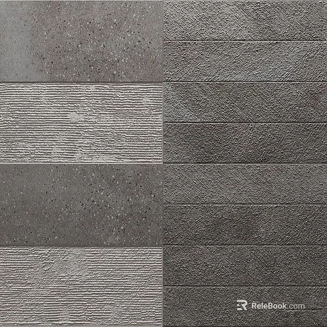 Gray Architectural Wall Materials Featuring Various Textures And Surface Patterns 3d model
