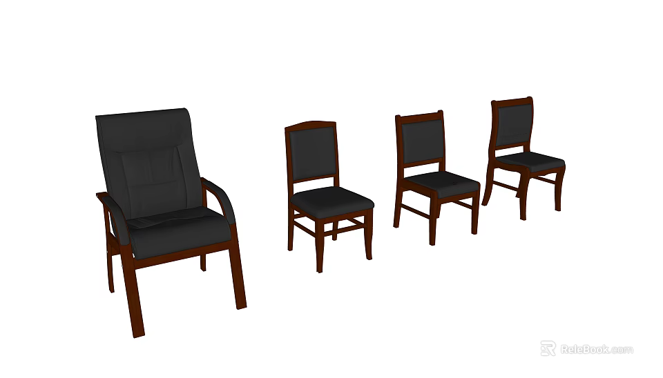Modern Leisure Chair With Wooden Frame And Comfortable Upholstered Seat Design 3d model 