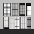 Japanese-style sliding door combination 3d model