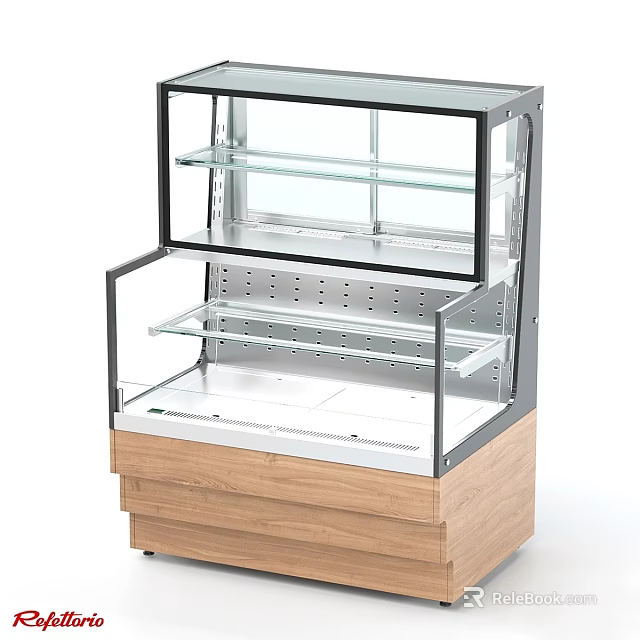Commercial Glass Display Case With Multiple Glass Shelves And Wooden Base Storage Drawers 3d model 
