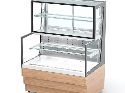 Commercial Glass Display Case With Multiple Glass Shelves And Wooden Base Storage Drawers 3d model