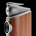 Modern Home Audio Speakers With Different Designs And Black Red Wooden Finish