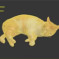 Orange and white cat lying down with reflection on dark surface 3d model