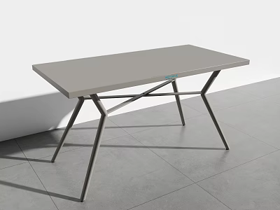 Modern Minimalist Outdoor Table With Matte Grey Tabletop And Sturdy Cross Metal Support Legs 3d model