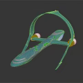 Blue Futuristic Device With Curved Structure Green Accents And White Components