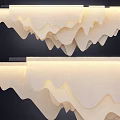 Modern Layered Fabric Chandelier With Wavy Design And Soft Ambient Lighting