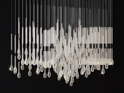 Modern Crystal Chandelier With Elongated Hanging Crystals And Sparkling Light Effect 3d model
