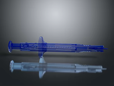 Blue Transparent Plastic Syringe For Daily Life Use With Accurate Measurement Scale 3d model