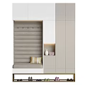 Modern Entryway Hallway Design With Upholstered Bench Wall Hooks Cabinet Lighting And Decorative Vase
