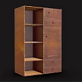Wooden Wardrobe With Open Shelves And Drawers For Home Storage Design