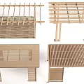 Modern Wooden Pergola Design With Slatted Roof And Support Column Styles