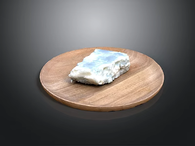 Blue And White Food Item On Round Wooden Plate With Smooth Surface 3d model