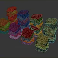 Colorful Apparel Fabric Stacks Neatly Piled in Various Vibrant Colors