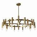 Elegant Modern Gold Ceiling Light with Circular Design and Multiple Glass Bulbs 3d model