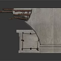 Detailed Architectural Structure Model With Concrete Blocks And Exposed Reinforced Steel Sections