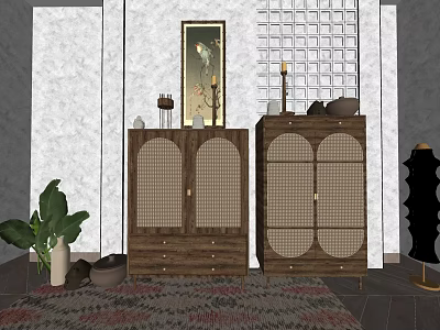 Silly Porch Cabinet Side Cabinet Decoration Hanging Paintings 3d model