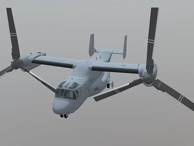 Military Tiltrotor Helicopter With Gray Body Large Rotors And Number 12 3d model