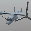 Military Tiltrotor Helicopter With Gray Body Large Rotors And Number 12