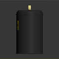 Elegant Black Ceramic Vessel With Gold Handle And Striped Surface Design