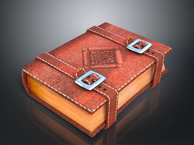 Vintage Leather Notebook With Decorative Pattern And Metal Buckles For Daily Use 3d model