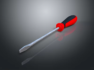 Red And Black Handle Flathead Screwdriver With Metallic Shaft As Hand Tool 3d model