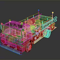 Vibrant Red Fire Truck Model With Ladder Hose And Green Accents