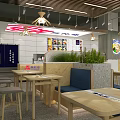 Ting Beichuan Restaurant Modern Interior Design With Seating Area Green Plants And Menu Displays