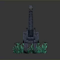 Block Built Long Neck Dinosaur Model with Glowing Green Grass Base