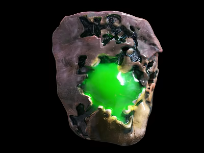 Natural Jade Rough Gemstone With Vibrant Green Interior For Jewelry Crafting 3d model
