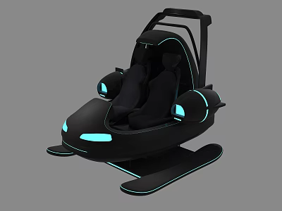 Futuristic Black Suspension Seat With Blue Neon Lights And Two Seats Design 3d model