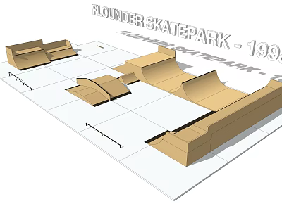Blunder Skatepark 199 Design Layout With Various Ramps And Structures 3d model