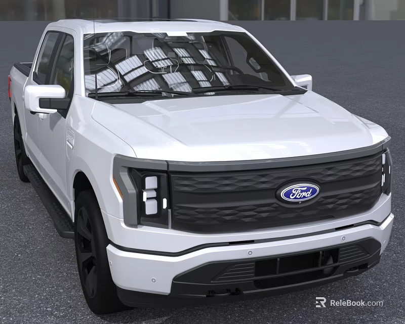 White Ford Pickup Truck With Modern Front Design Crew Cab LED Headlights And Black Grille 3d model 