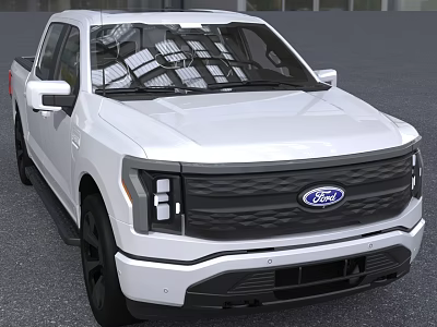 White Ford Pickup Truck With Modern Front Design Crew Cab LED Headlights And Black Grille 3d model