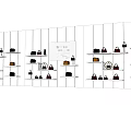 White Display Shelves With Various Colored Bags Neatly Arranged In Retail Showcase