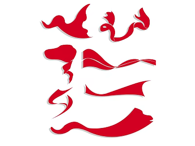 Artistic Red Wall Decor With Flowing Curved Shapes For Home Interior 3d model