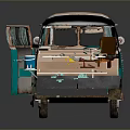 Vintage Teal and Copper Bus with White Roof and Retro Style Windows Design