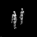 Smart Robots Front And Back View With White Humanoid Mechanical Structure Design 3d model