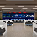 modern monitoring room command control hall monitoring hall dispatching command center office desk and chair 3d model
