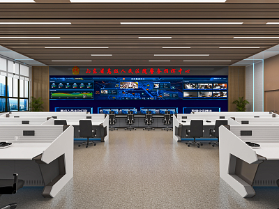 modern monitoring room command control hall monitoring hall dispatching command center office desk and chair 3d model