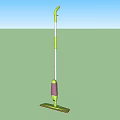 Household Cleaning Mops With Green Pole Purple Handle And Flat Design For Floor Cleaning