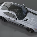 Mercedes Silver Sports Car with Black Stripes and Sporty Exterior Design