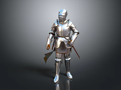 Medieval Knight Armor Shiny Silver Full Body With Detailed Metal Design 3d model