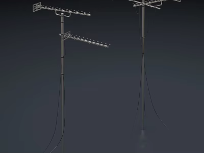 Commercial TV Antenna Towers with Metal Structure Multiple Crossbars and Wires 3d model
