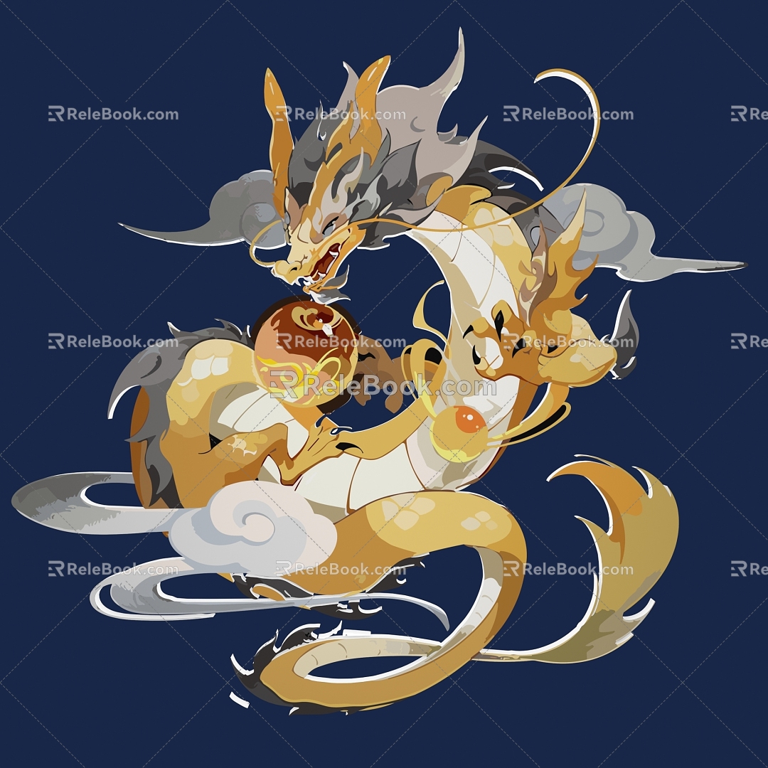 Dragon Year Material Chinese Dragon Golden Dragon Insert Dragon Paper-cutting Dragon Kirin Ruilong 5 3d model