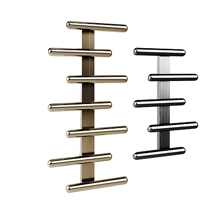 Bathroom Metal Shelf Rack With Multiple Bars In Gold And Black 3d model